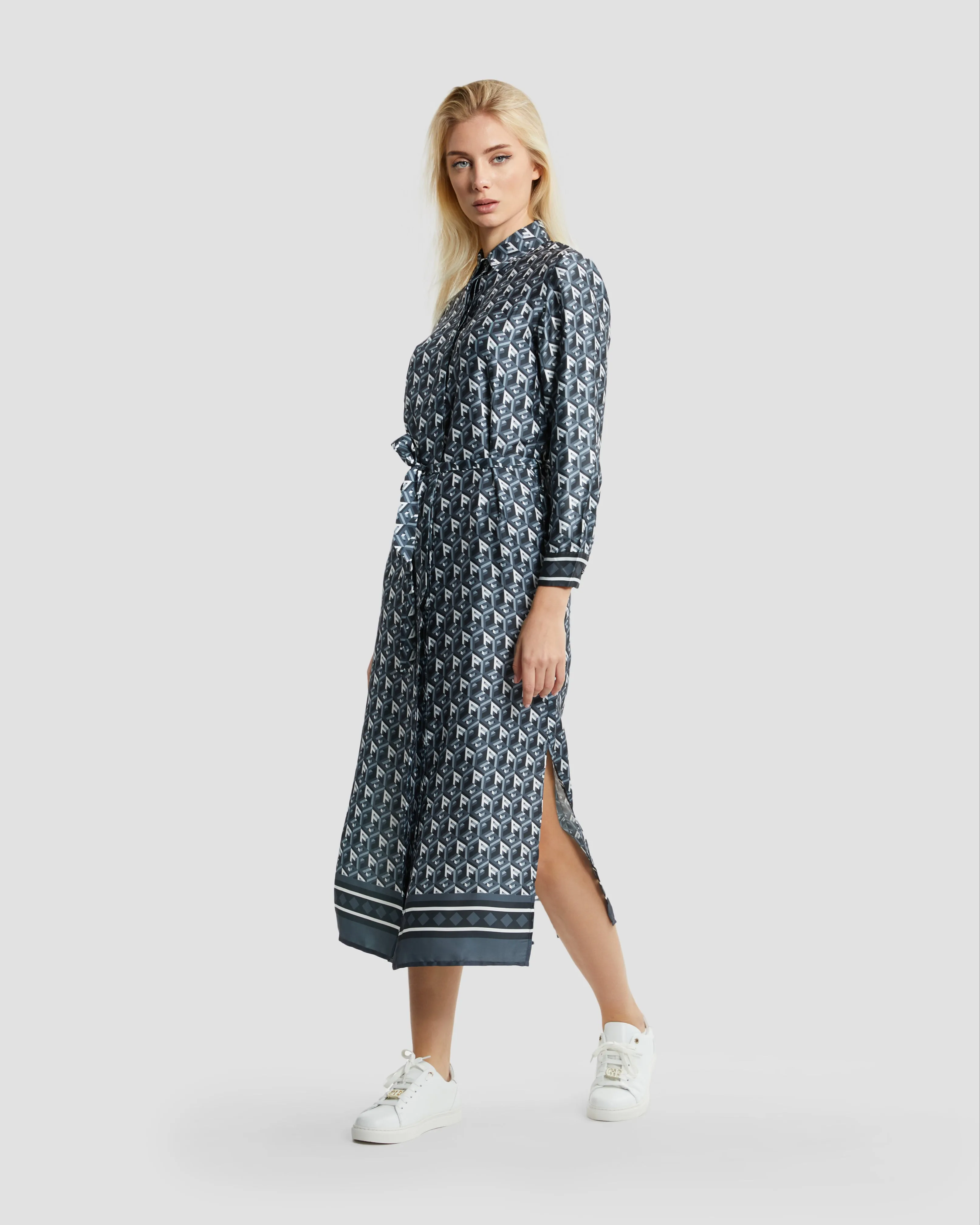 Logo Monogram Midi Shirt Dress