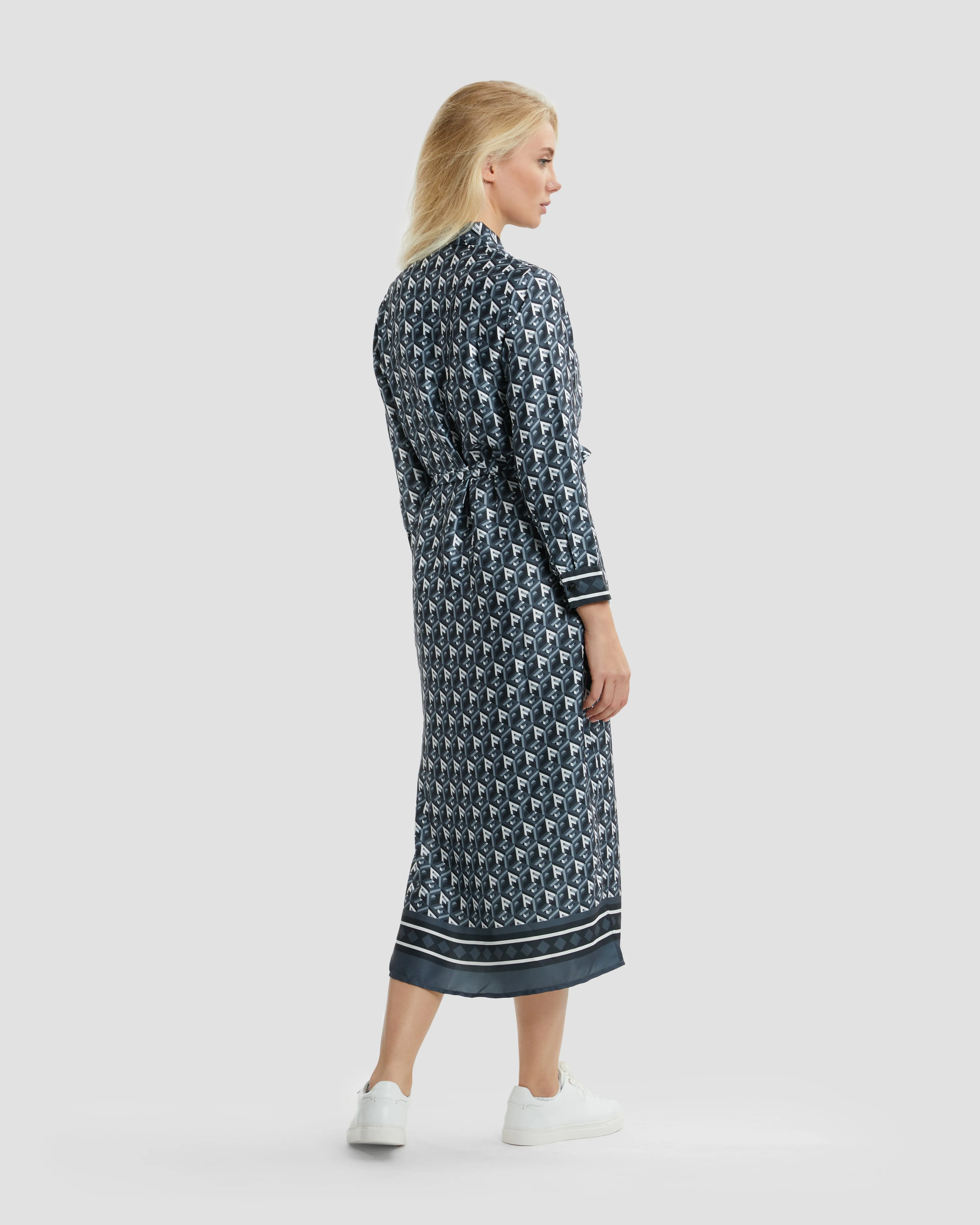 Logo Monogram Midi Shirt Dress