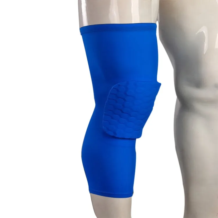 Long Sports Anti-collision Anti-fall Breathable Honeycomb Knee Pads, Size:XL(Blue)