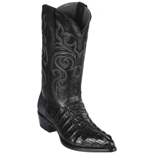 Los Altos Boots Mens #990105 J Toe | Genuine Caiman Tail Boots | Color Black