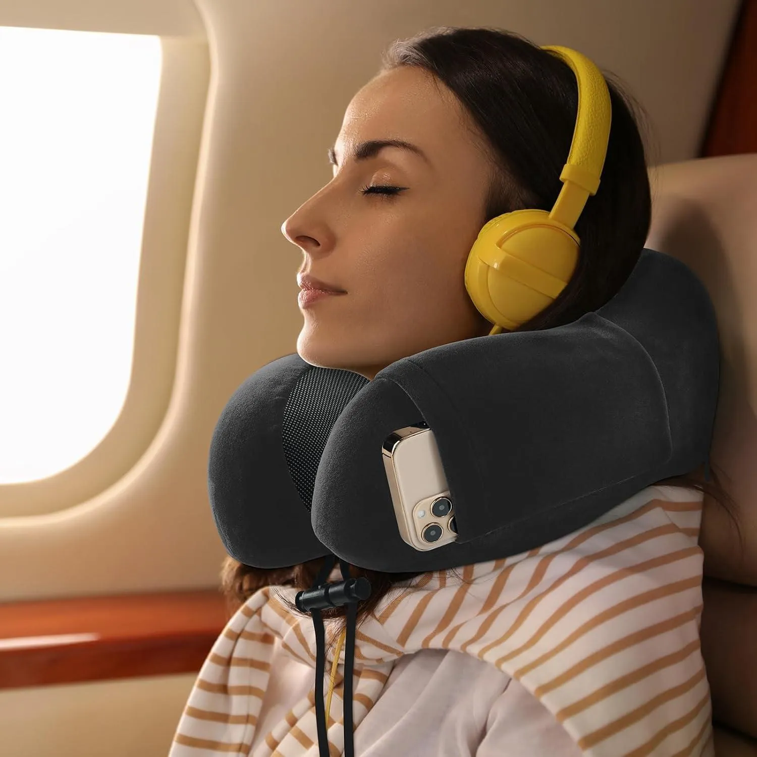 Memory Foam Travel Pillow and Blanket Set for Comfortable Journeys