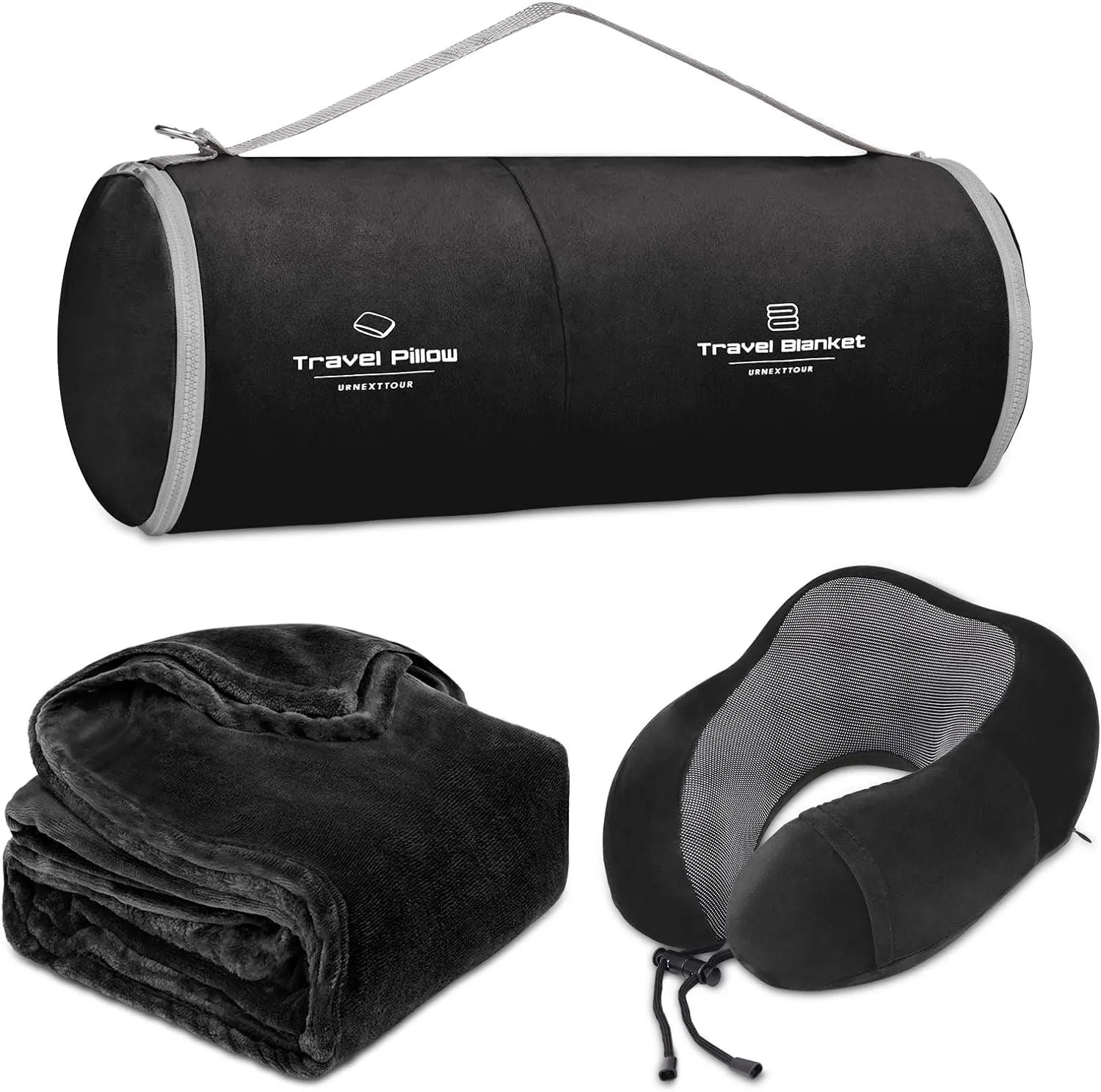 Memory Foam Travel Pillow and Blanket Set for Comfortable Journeys