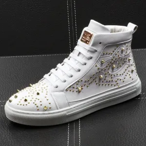 Men's High-Top Shoes Rivet Personality Hip-Hop Trendy Shoes