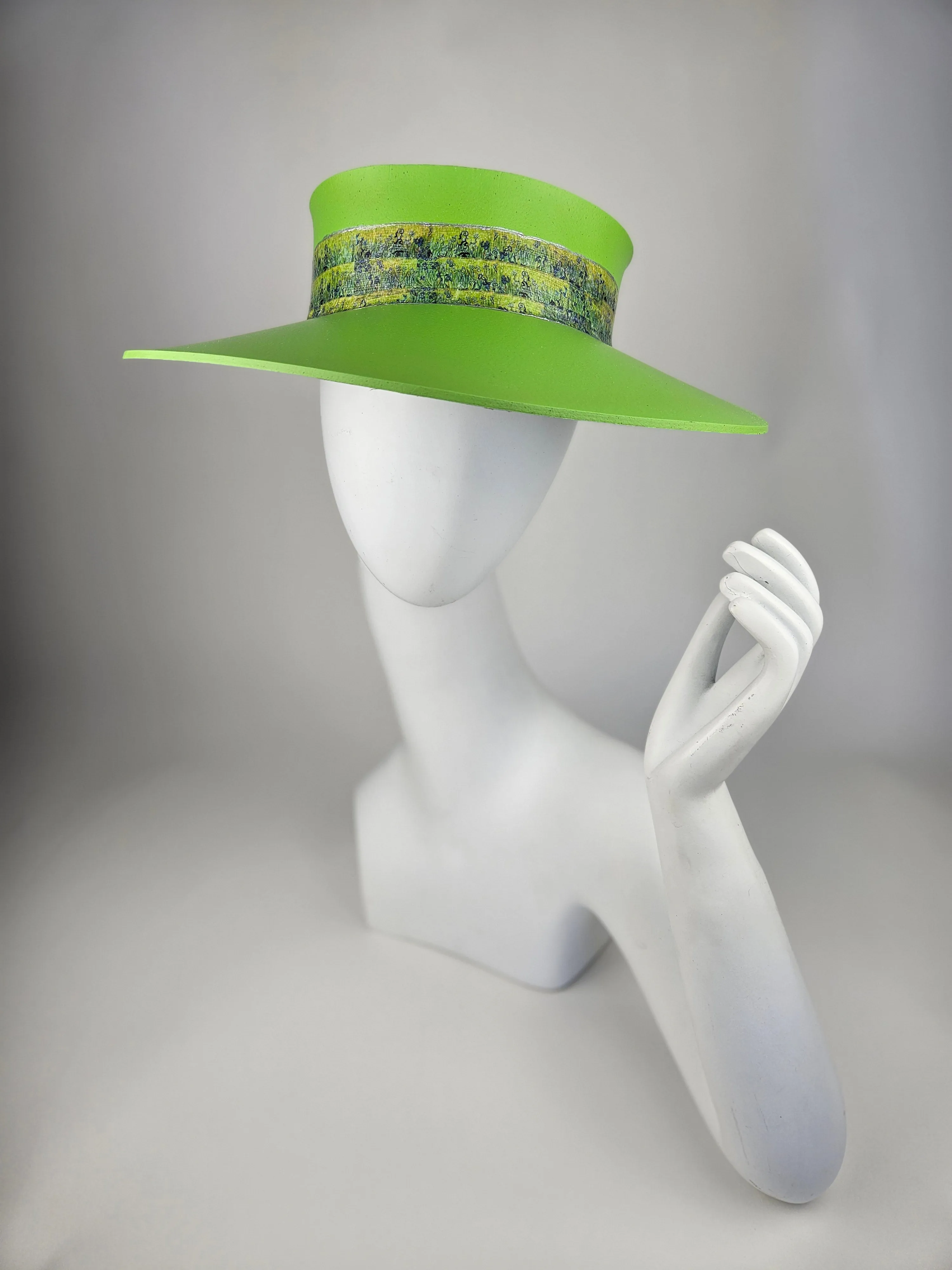 Neon Green "LadyEVA" Visor Hat with Botanical Band