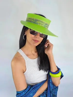 Neon Green "LadyEVA" Visor Hat with Botanical Band