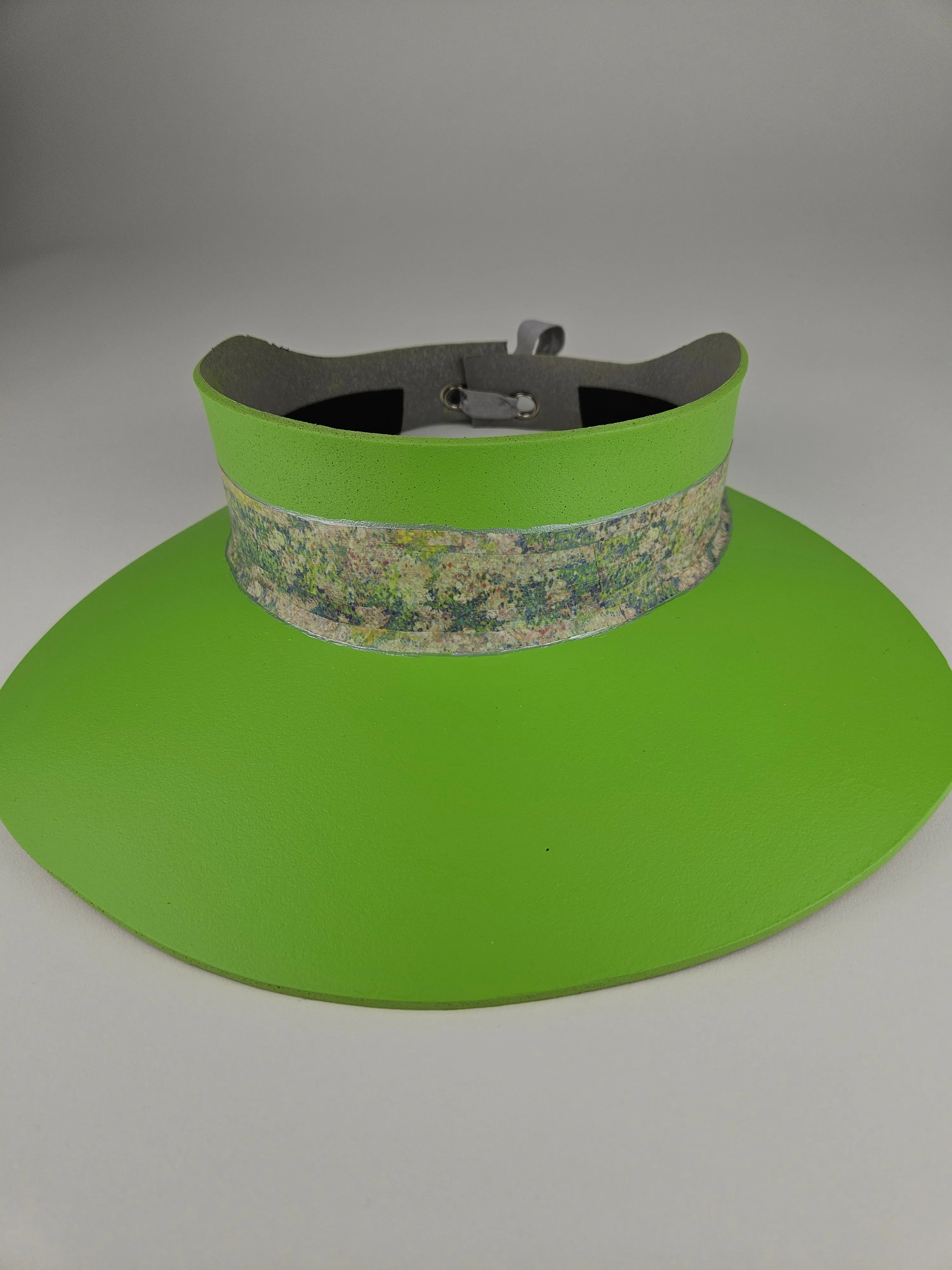 Neon Green "LadyEVA" Visor Hat with Pastel Monet Style Band