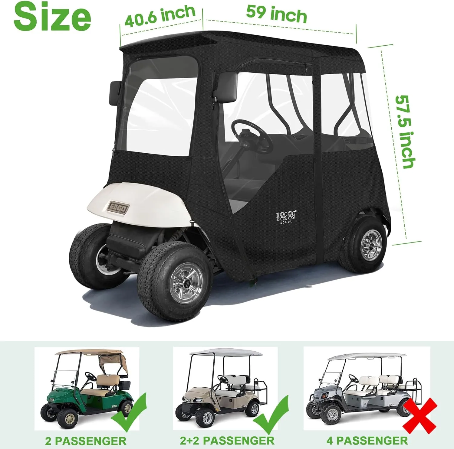 New Upgrade Golf Cart Enclosure with Mosquito Cover for EZGO TXT Club Car Precedent- 10L0L