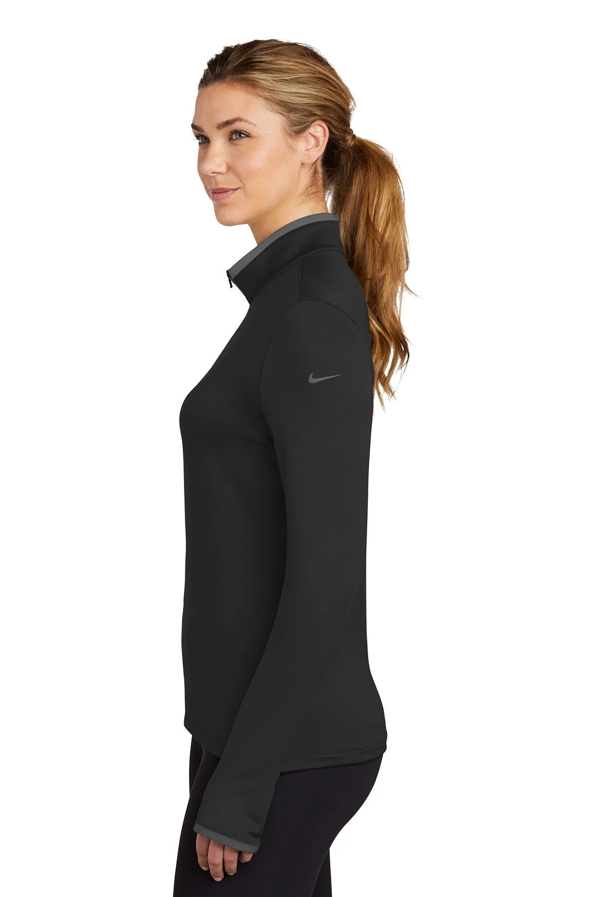 Nike Ladies Dri-FIT Stretch Custom Quarter Zip Cover-Ups, Black/ Dark Grey