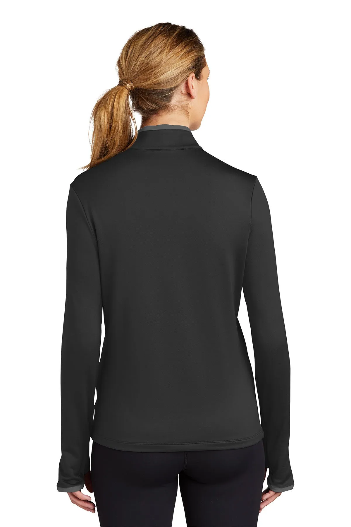 Nike Ladies Dri-FIT Stretch Custom Quarter Zip Cover-Ups, Black/ Dark Grey