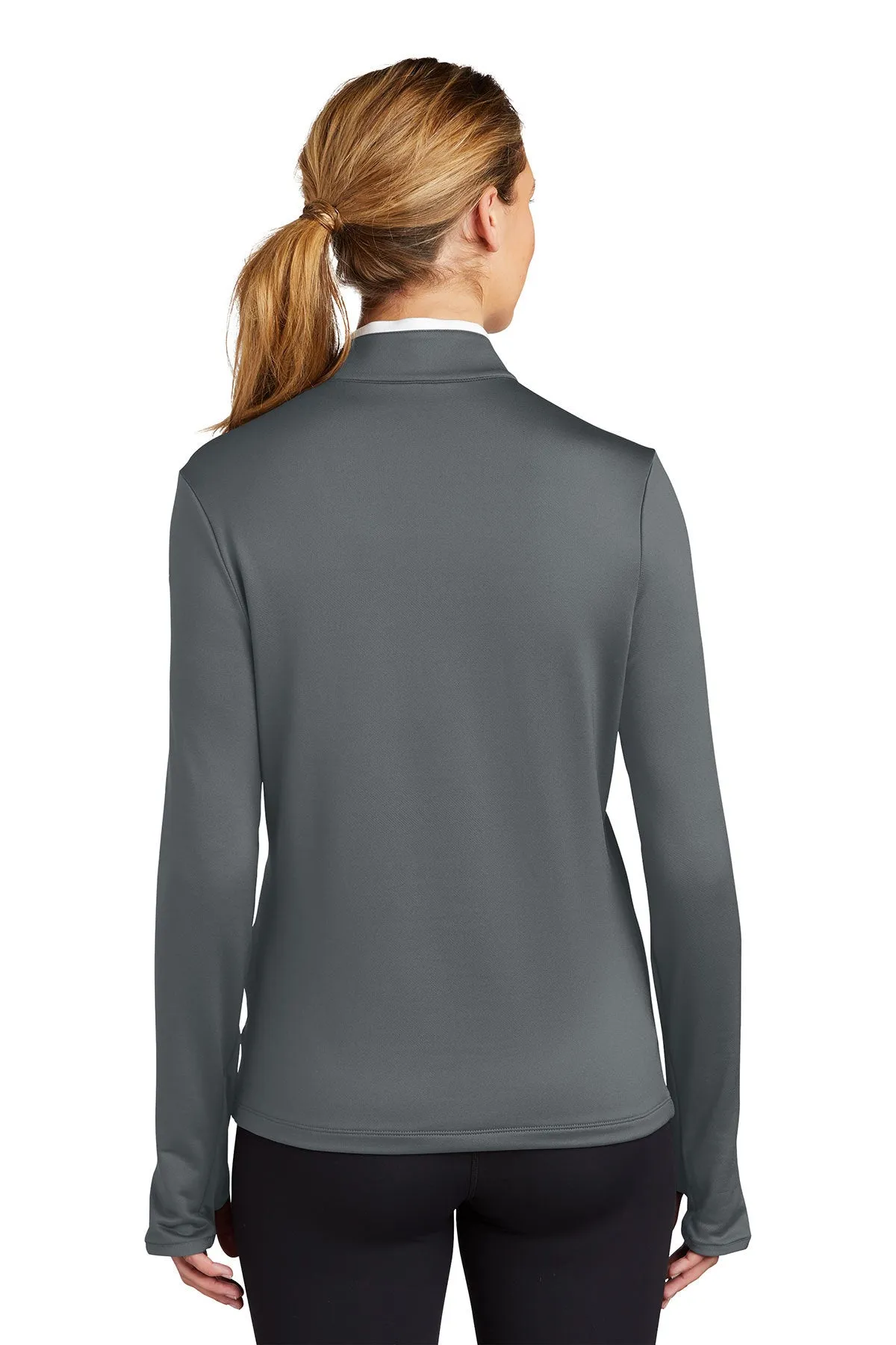 Nike Ladies Dri-FIT Stretch Custom Quarter Zip Cover-Ups, Dark Grey/ White