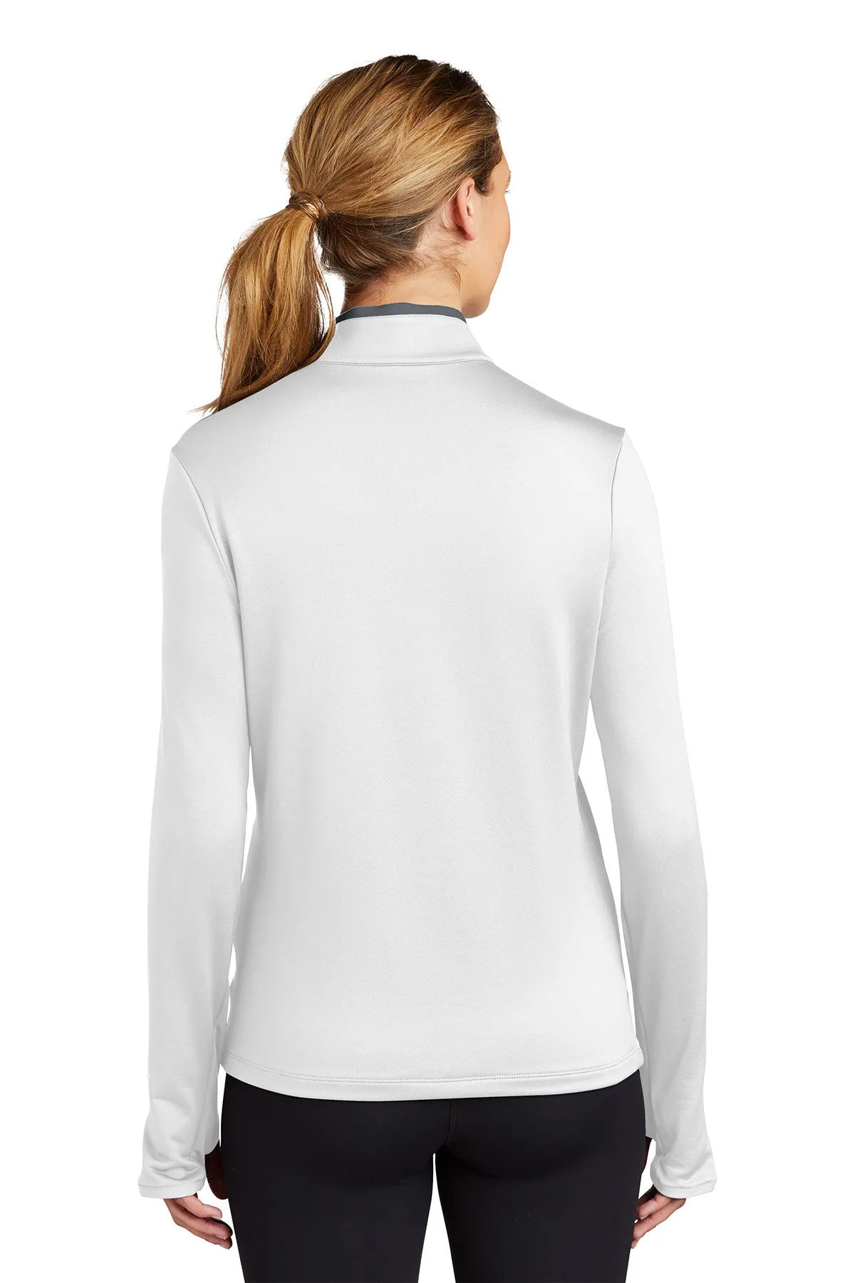 Nike Ladies Dri-FIT Stretch Custom Quarter Zip Cover-Ups, White/ Dark Grey