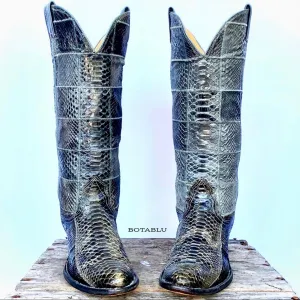 NOCONA Vintage Snakeskin Patchwork Tall Knee High Cowgirl Cowboy Western Boots