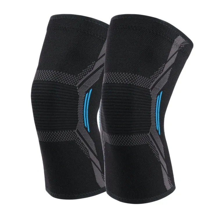 Nylon Sports Protective Gear Four-Way Stretch Knit Knee Pads, Size: S(Black Blue)