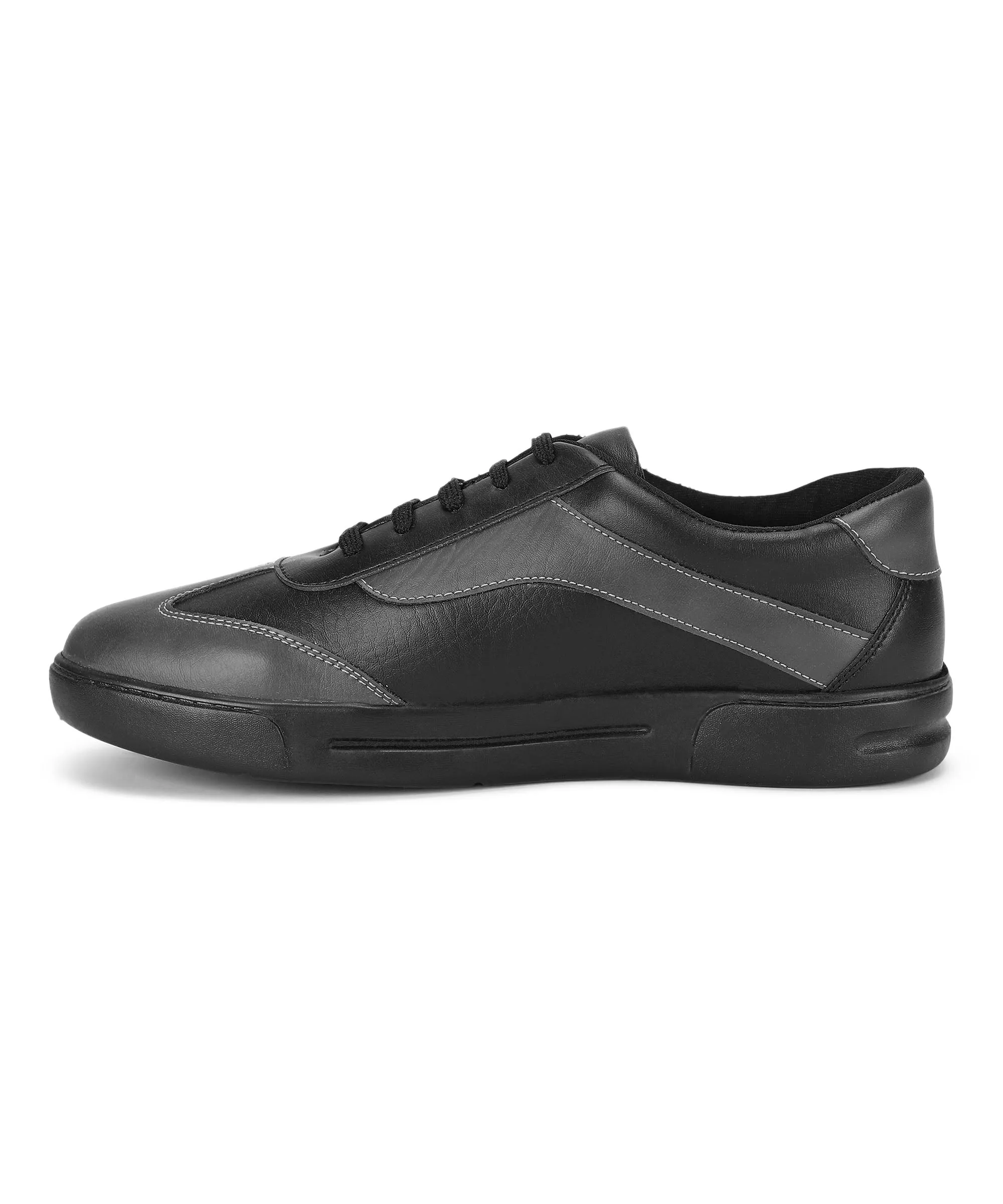 Paragon K1012G Men Casual Shoes | Stylish Walking Outdoor Shoes for Everyday Wear | Smart & Trendy Design  | Comfortable Cushioned Soles Black-Dark Grey