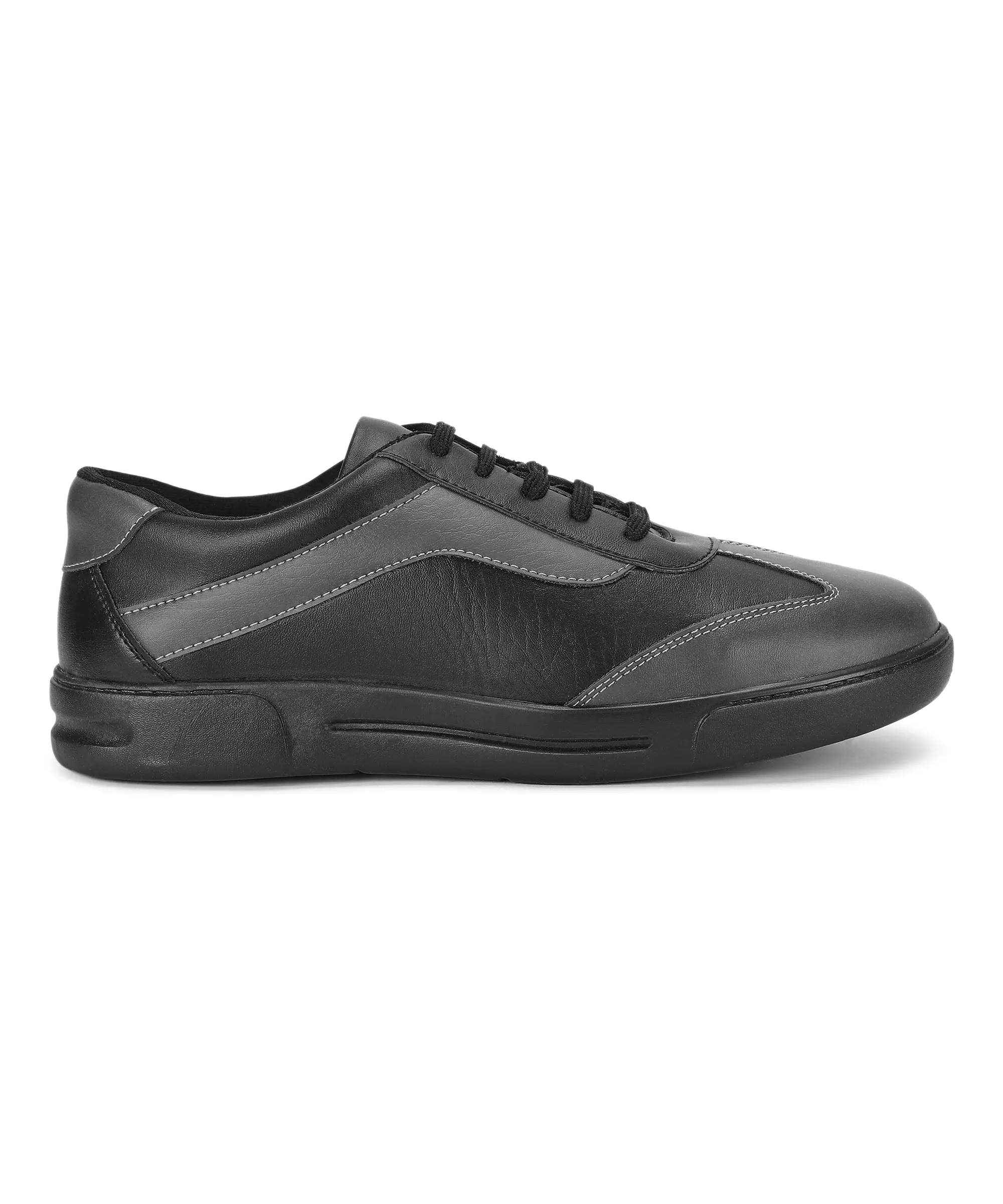 Paragon K1012G Men Casual Shoes | Stylish Walking Outdoor Shoes for Everyday Wear | Smart & Trendy Design  | Comfortable Cushioned Soles Black-Dark Grey