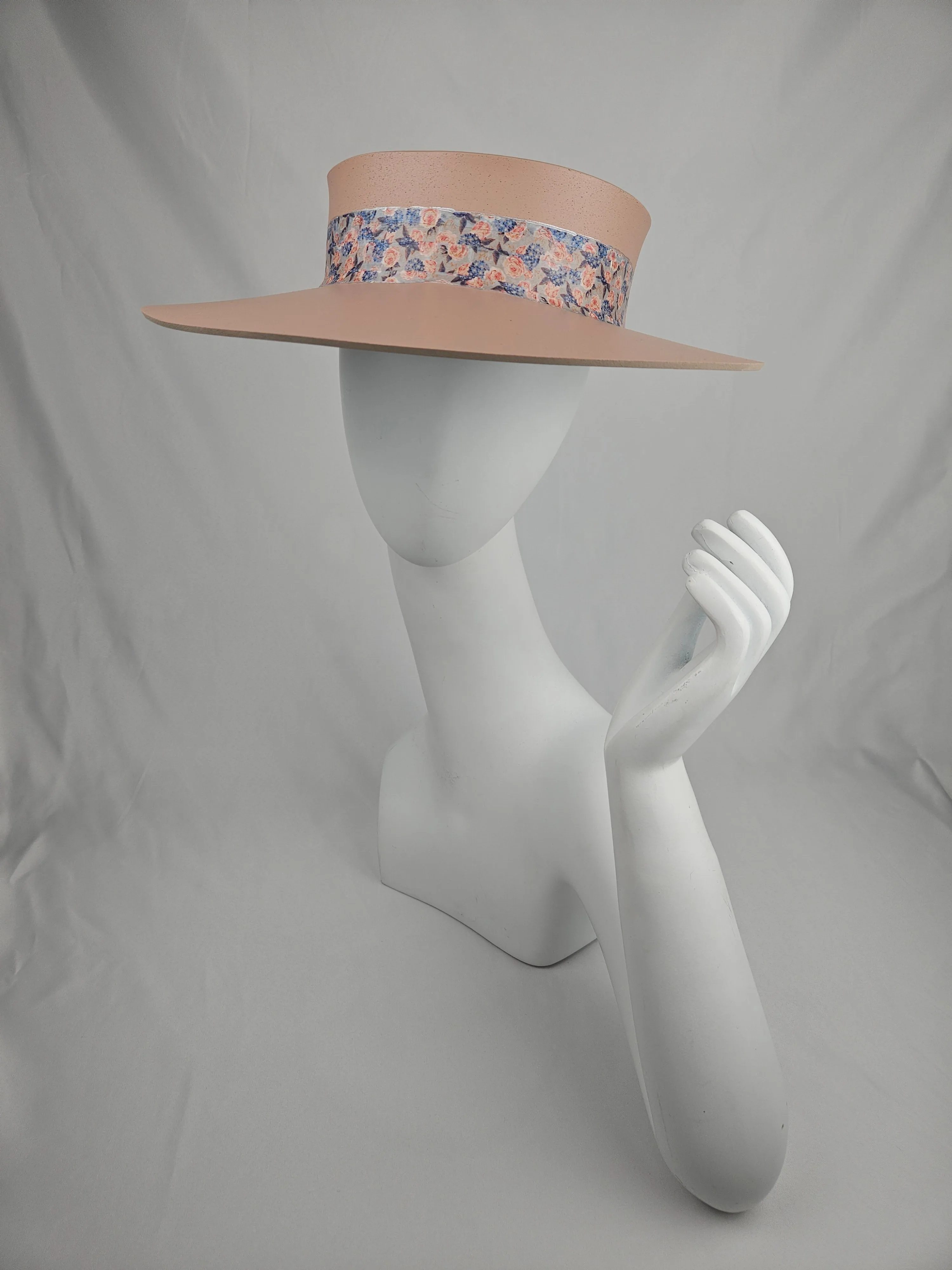 Peachy Pink "LadyEVA" Visor Hat with Floral Band