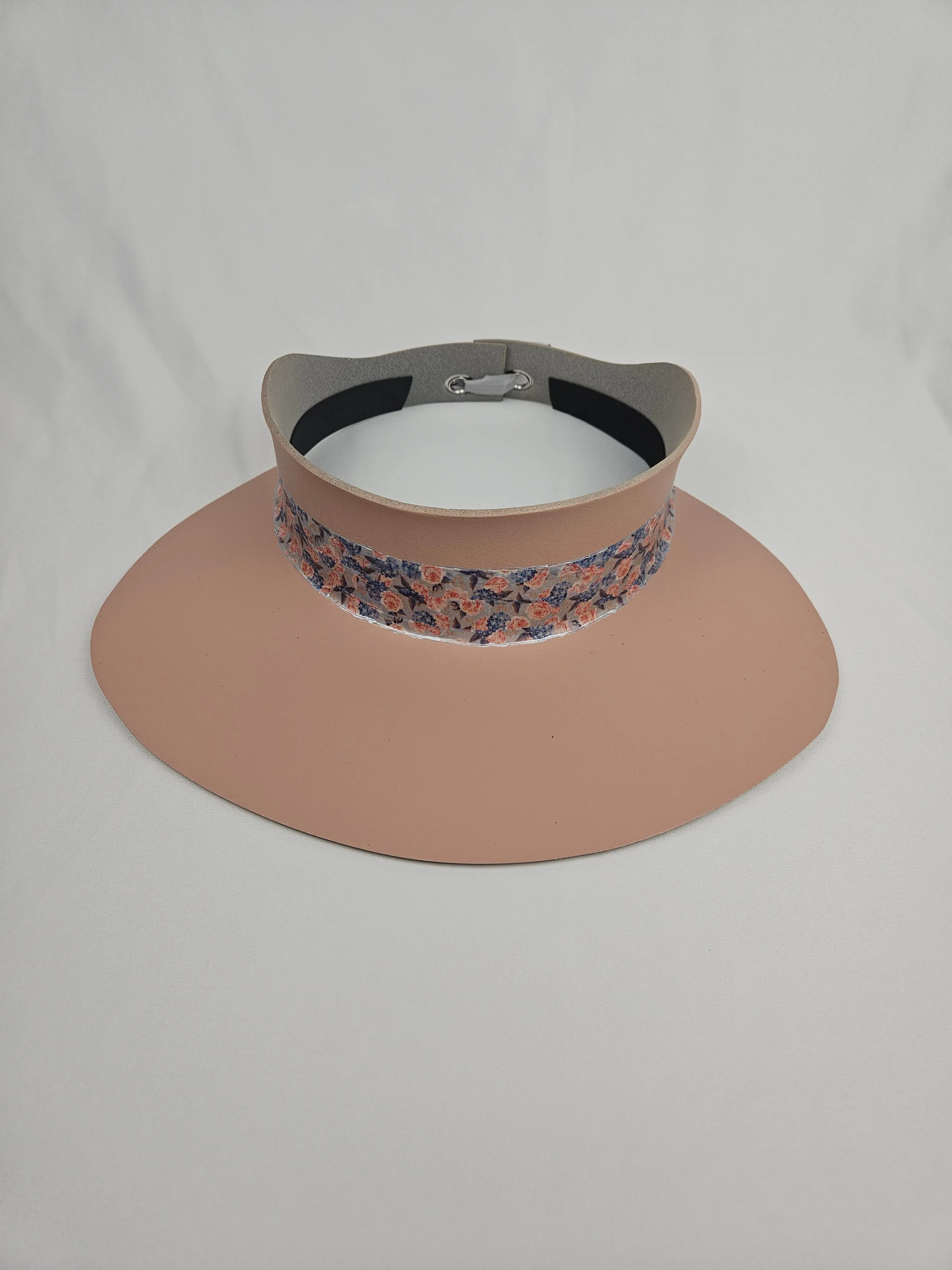 Peachy Pink "LadyEVA" Visor Hat with Floral Band