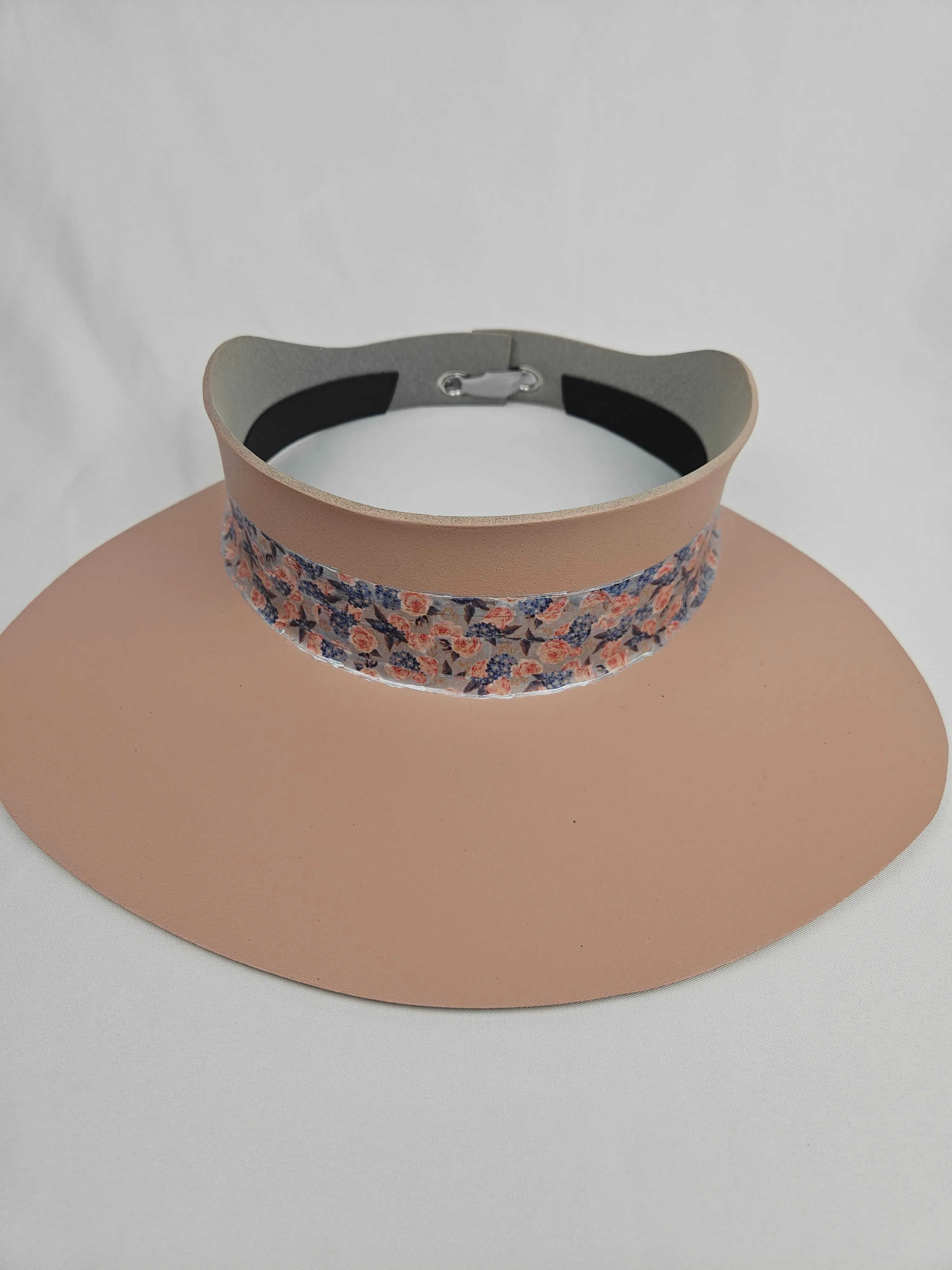 Peachy Pink "LadyEVA" Visor Hat with Floral Band