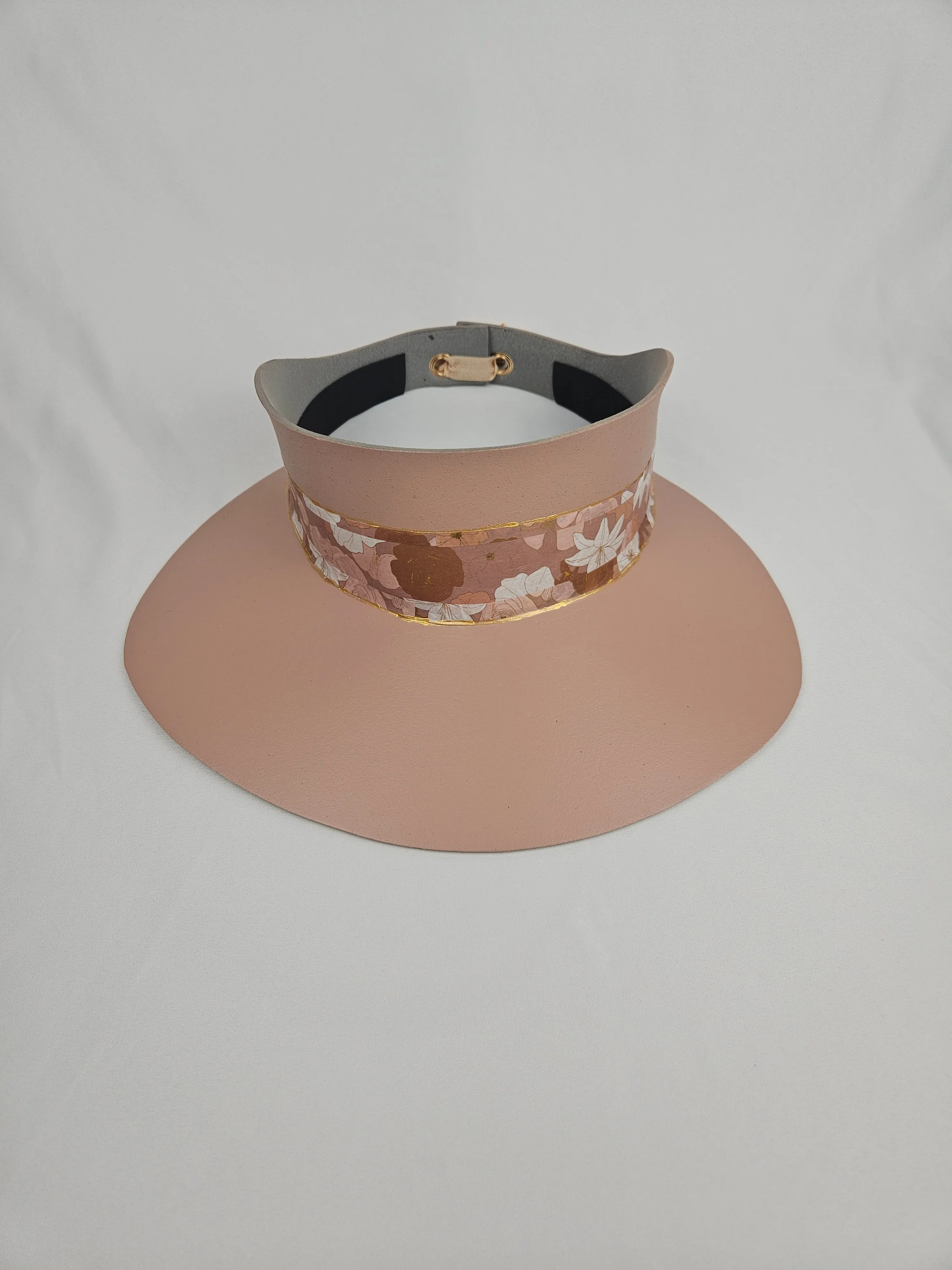 Peachy Pink "LadyEVA" Visor Hat with Graphic Floral Band