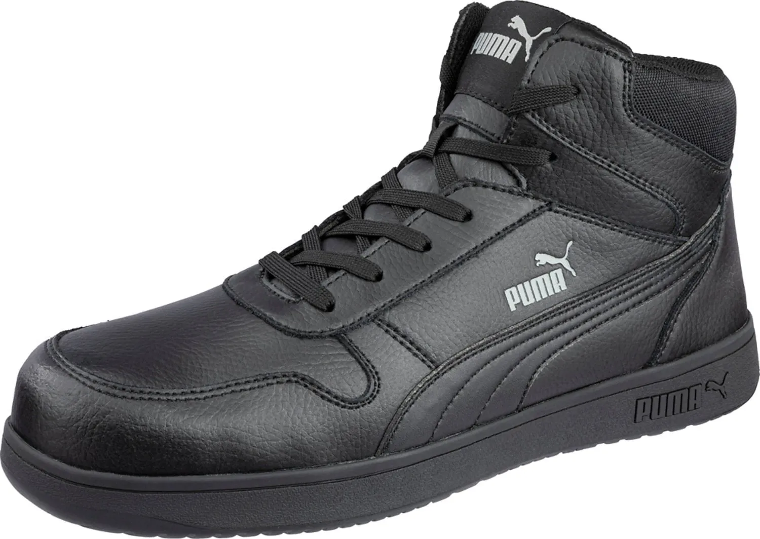 Puma Safety Mens Frontcourt Mid ASTM EH SR Black Leather Work Boots