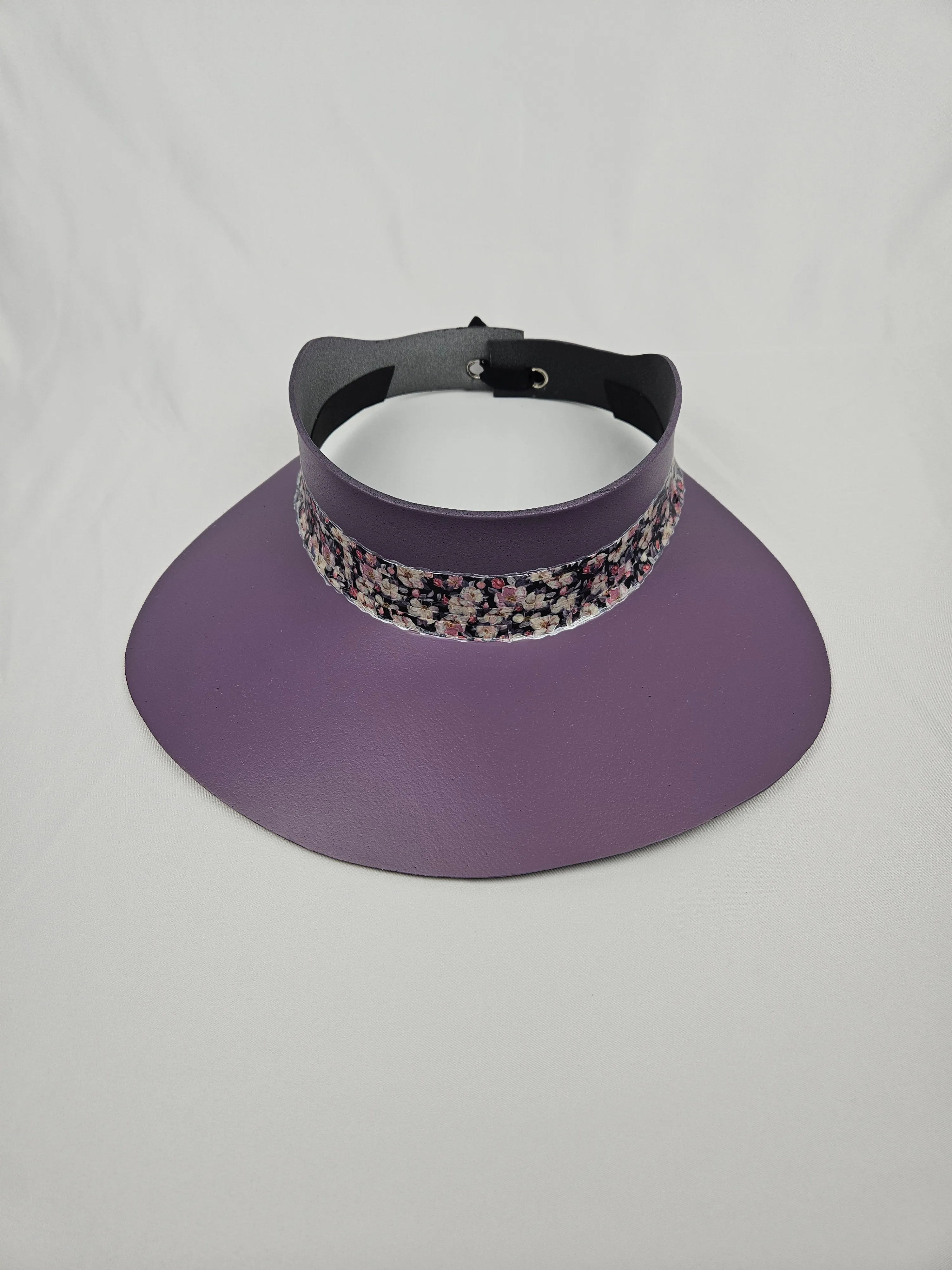 Purple LadyEVA Visor Hat with Dark Floral Band