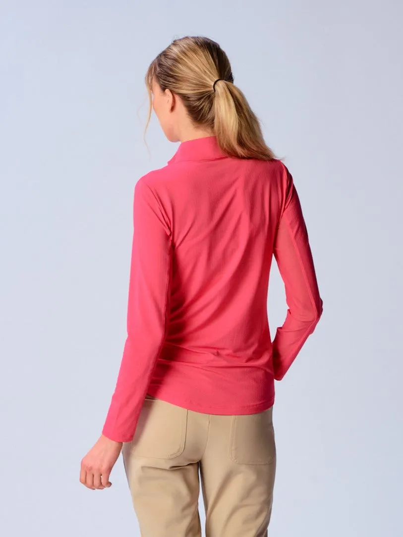 Quarter Zip Sun Protection Top In Coral