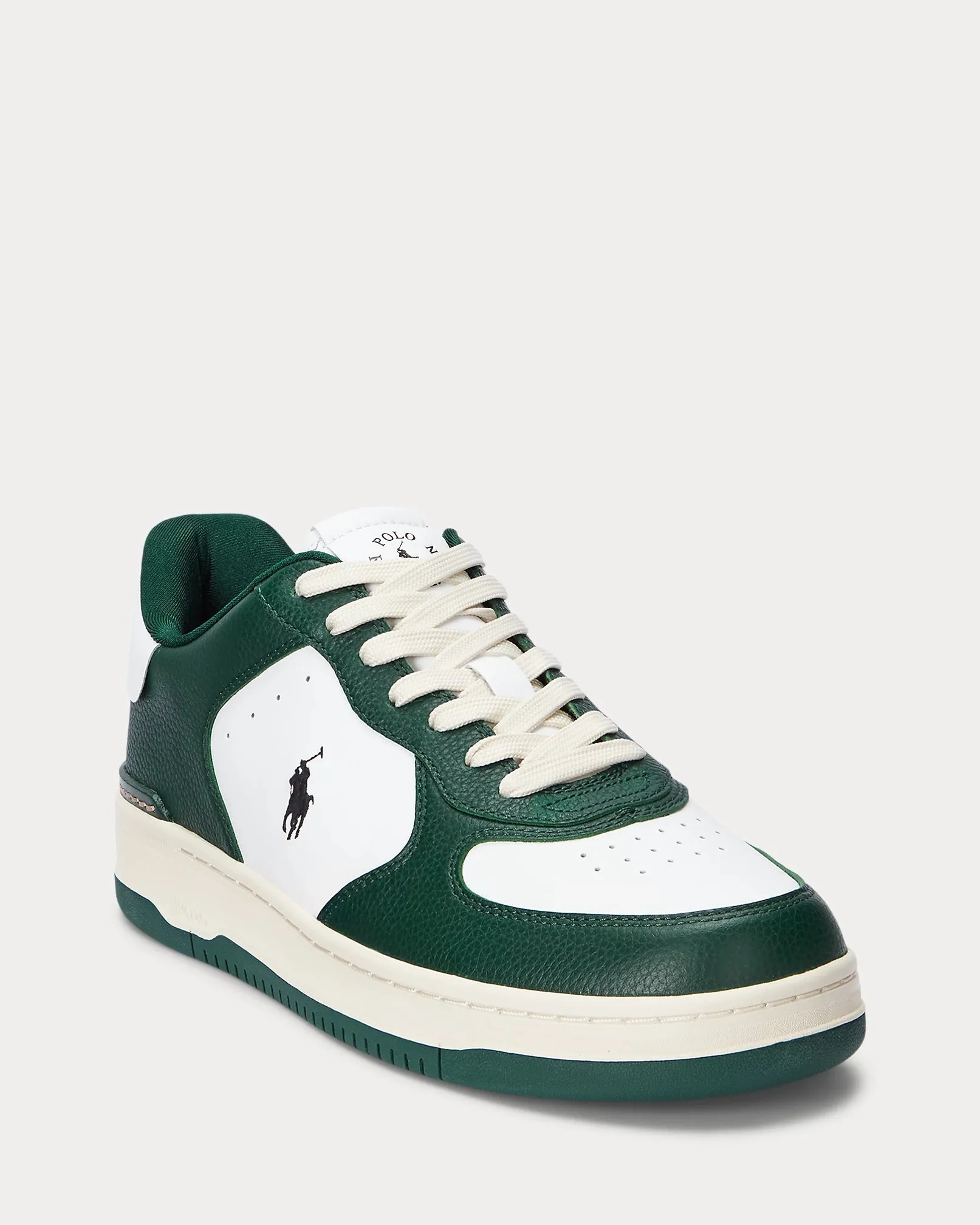 Ralph Lauren Masters Court Leather Trainer | Green/White