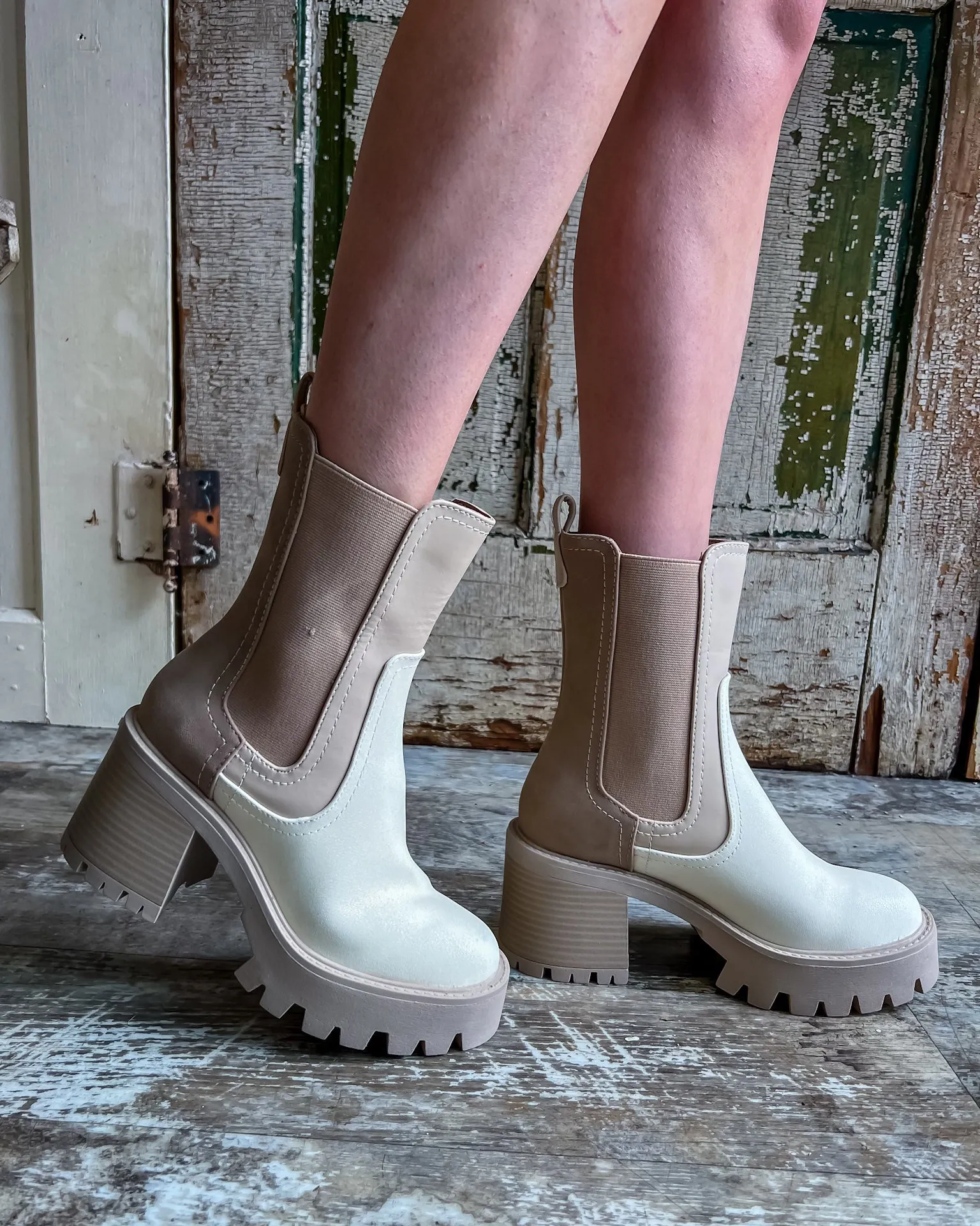 Remi Beige Chunky Boots