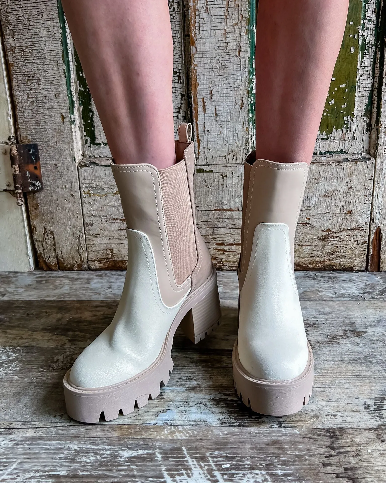 Remi Beige Chunky Boots