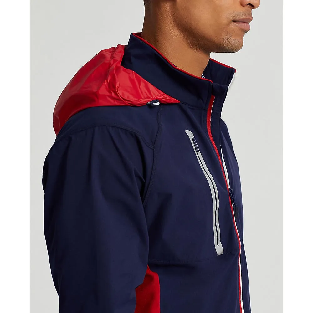 RLX Ralph Lauren Par Water-Resistance Windbreaker Golf Jacket - French Navy/Red