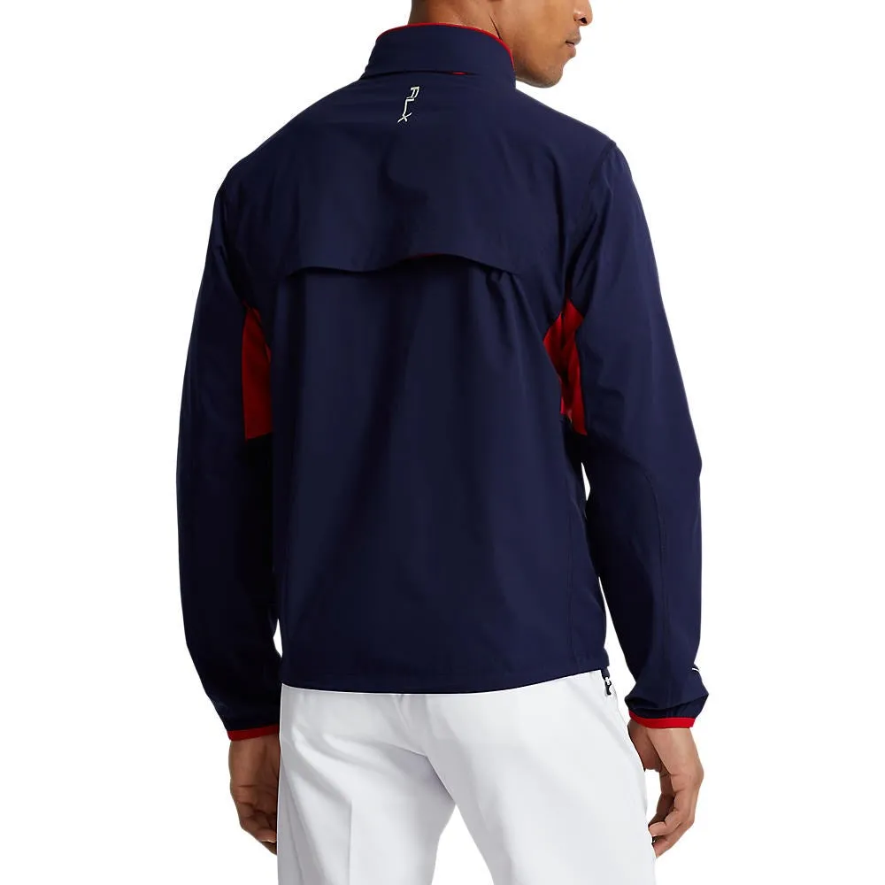 RLX Ralph Lauren Par Water-Resistance Windbreaker Golf Jacket - French Navy/Red