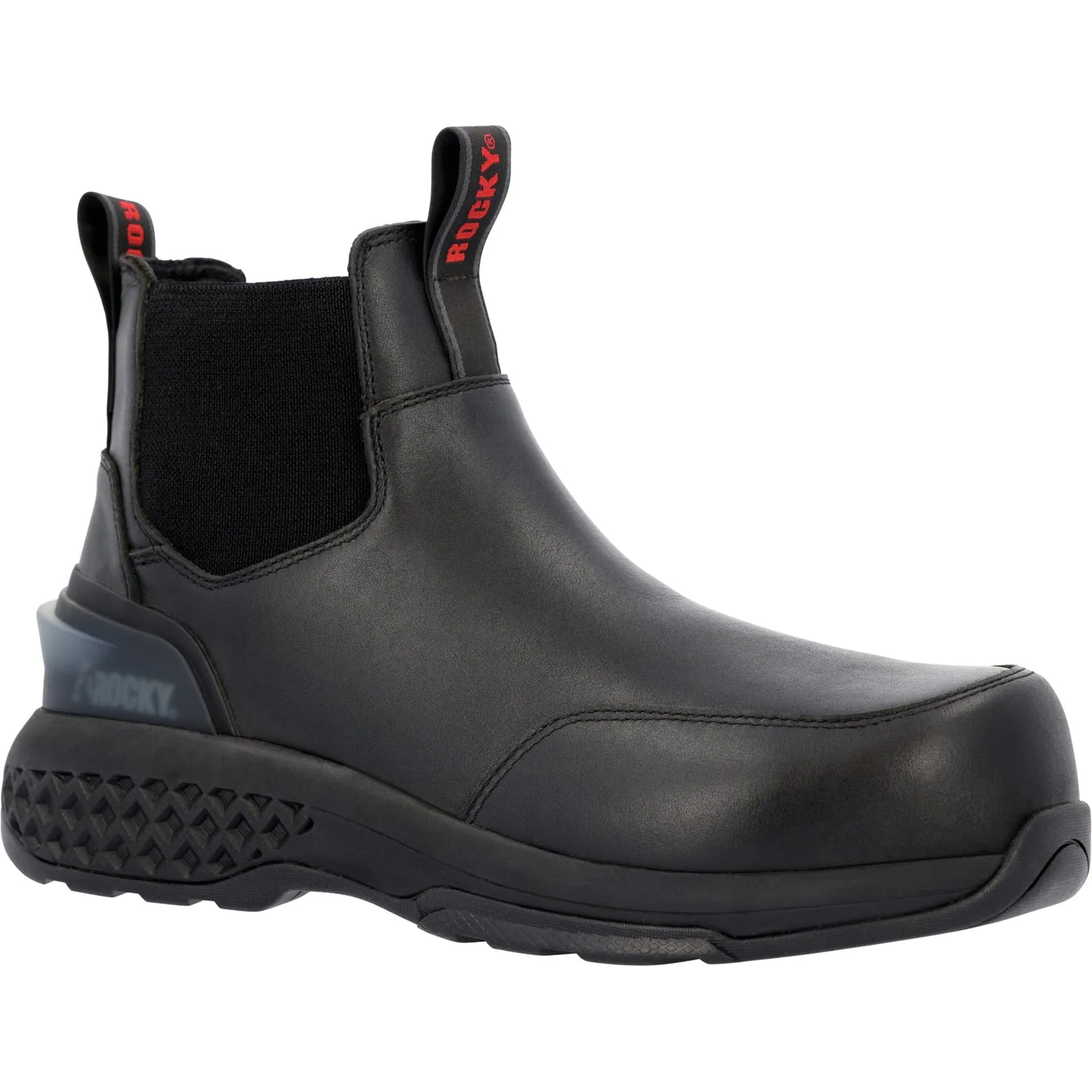 Rocky Mens Code Red Station CT Black Leather Work Boots