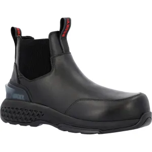 Rocky Mens Code Red Station CT Black Leather Work Boots