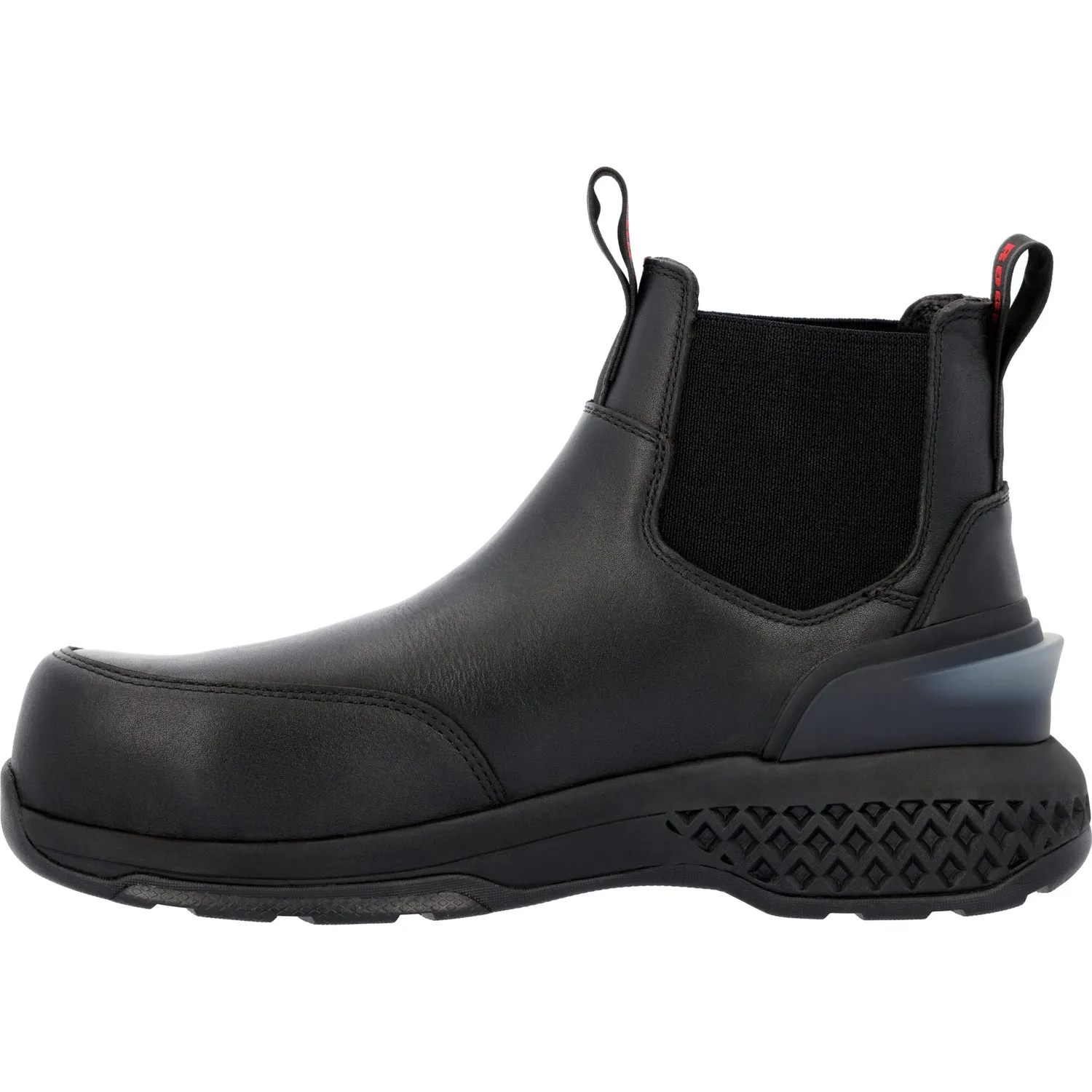 Rocky Mens Code Red Station CT Black Leather Work Boots