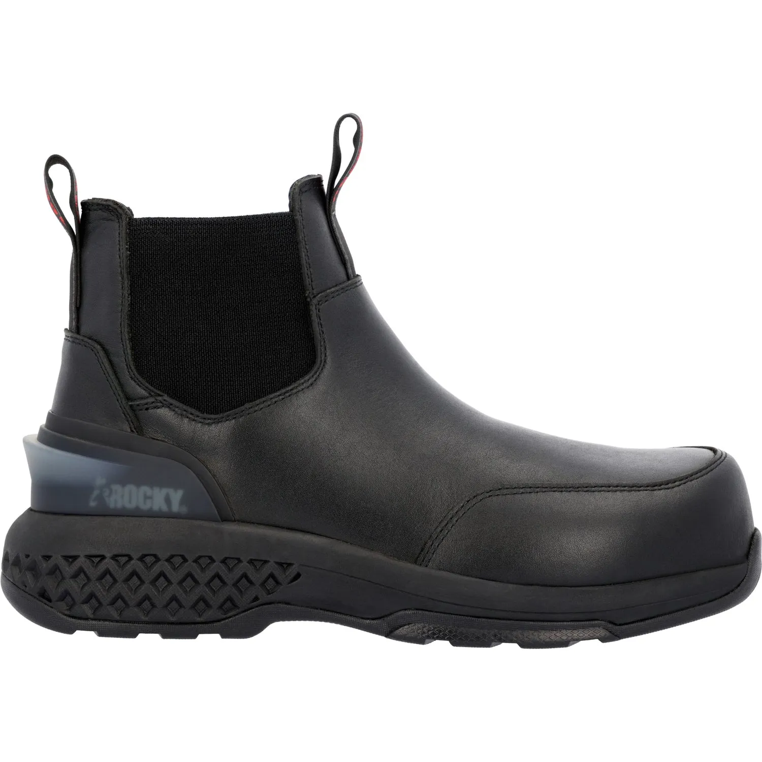 Rocky Mens Code Red Station CT Black Leather Work Boots