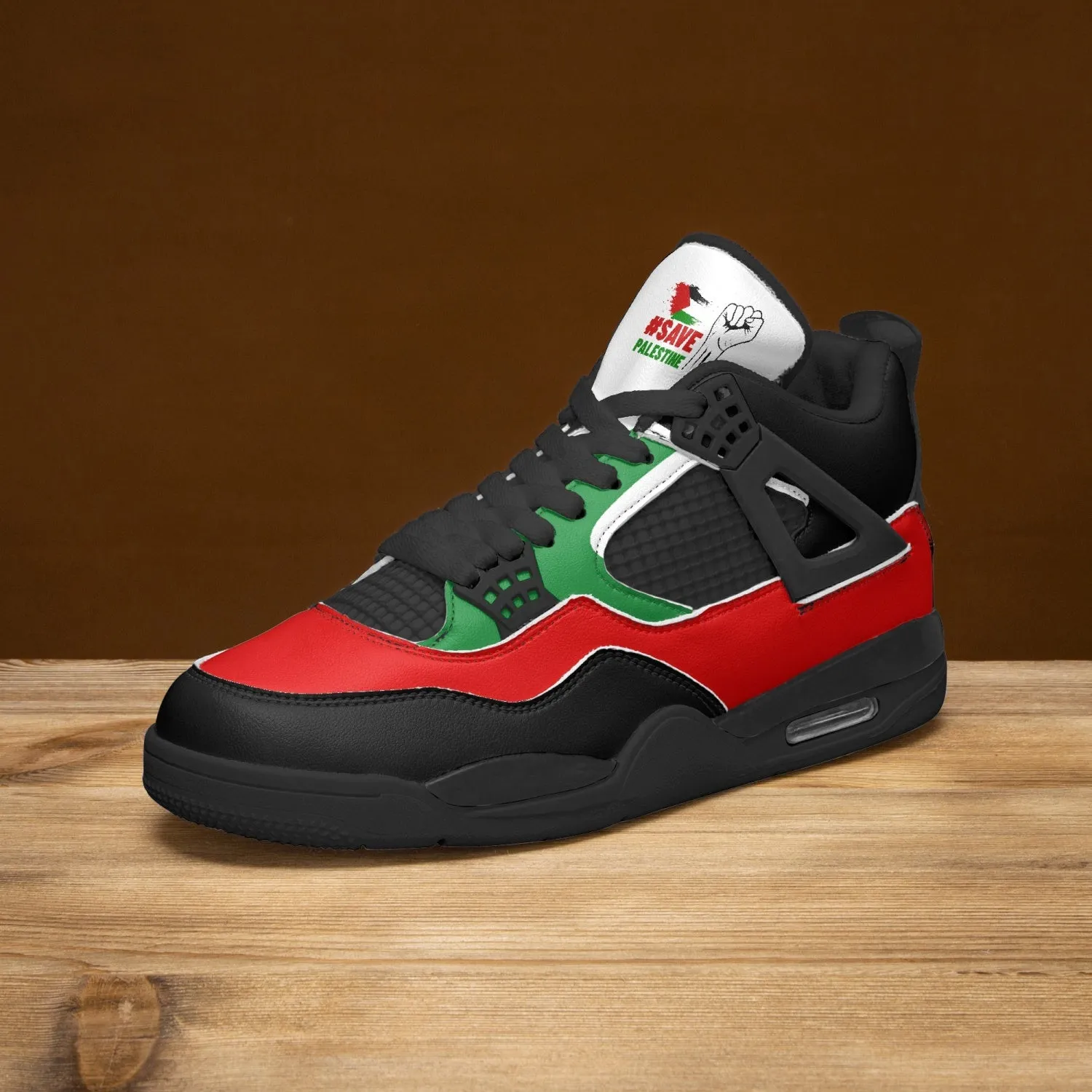 Save Palestine Basketball Sneakers -Black Sole