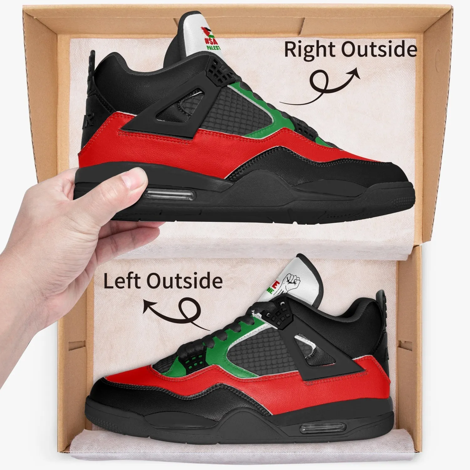 Save Palestine Basketball Sneakers -Black Sole