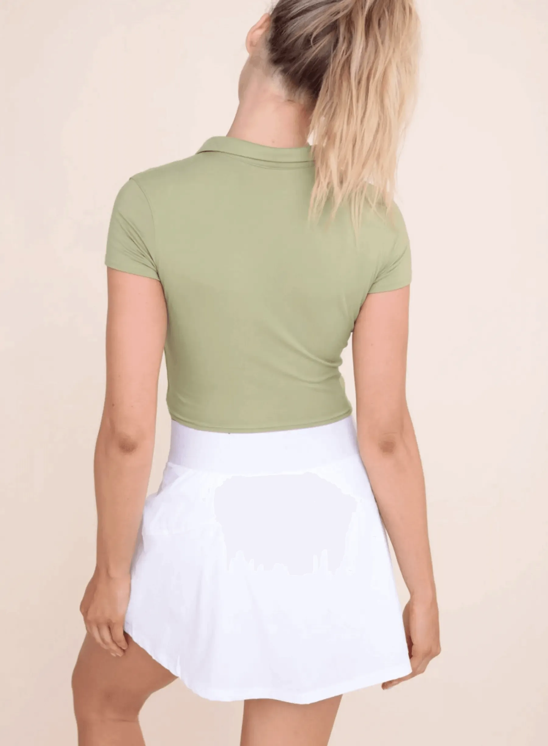 Short Sleeve Cropped Polo