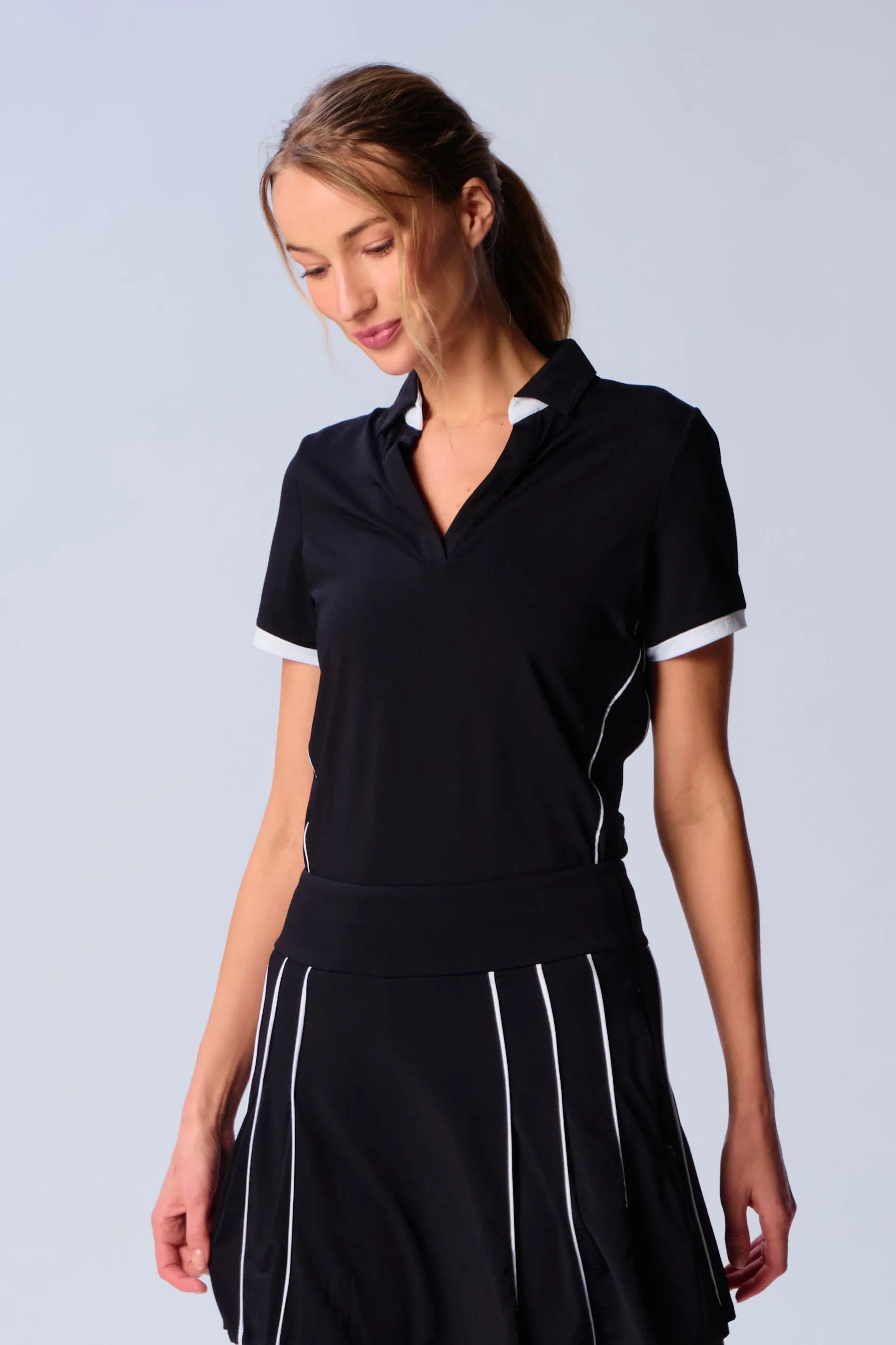 Short Sleeve Polo Shirt In Black