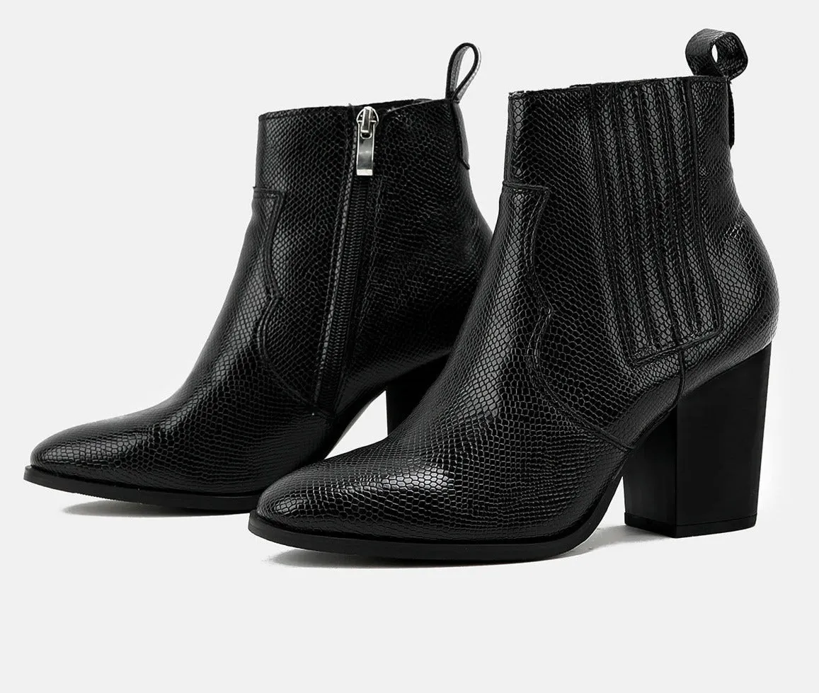 Side Zipper Chunky Heeled Boots