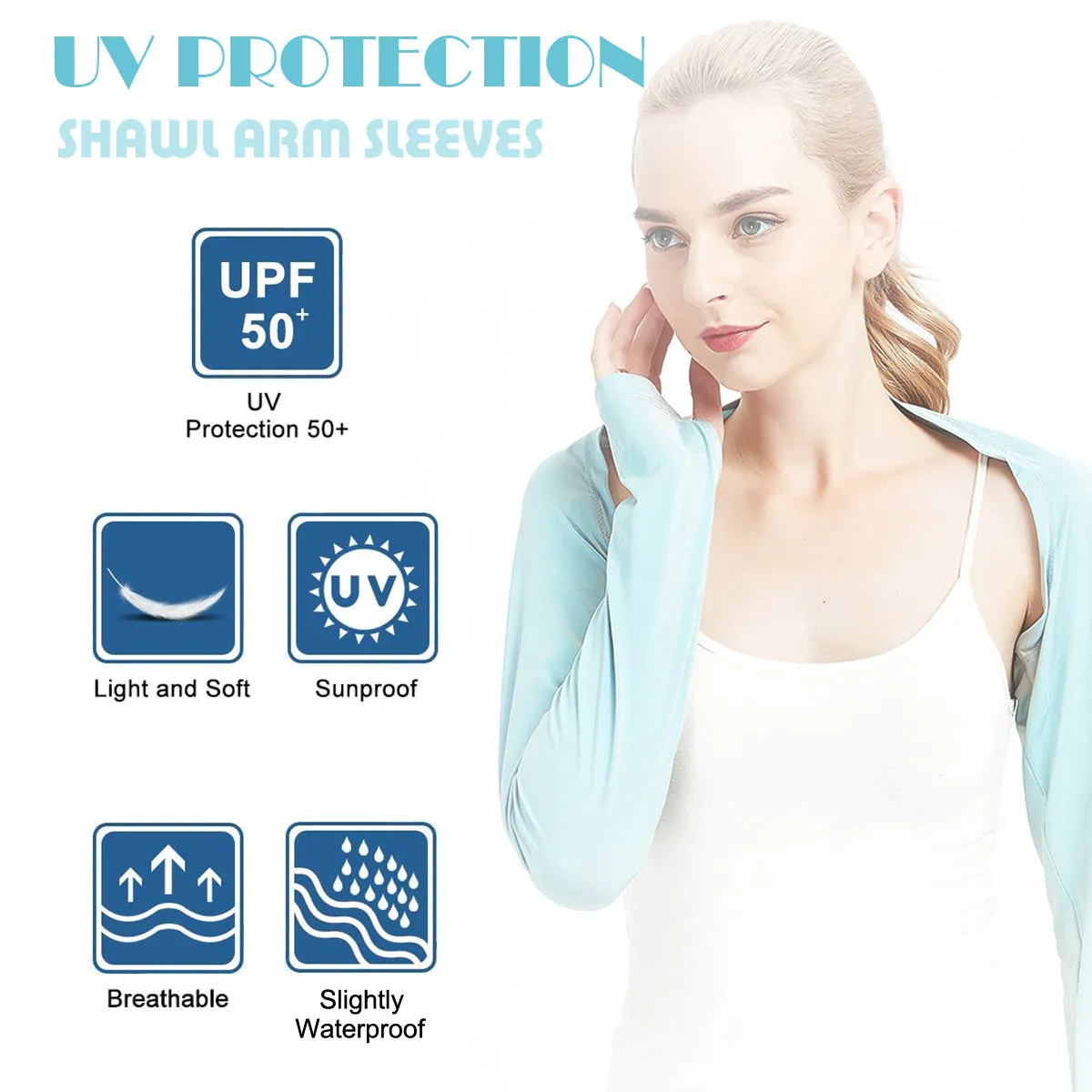 Sidiou Group Anniou UPF 50  Arm Sleeves Anti UV Sun Pretection One-piece Cooling Sleeves Sunscreen Ice Silk Shawl Arm Cover for Women Running Golf