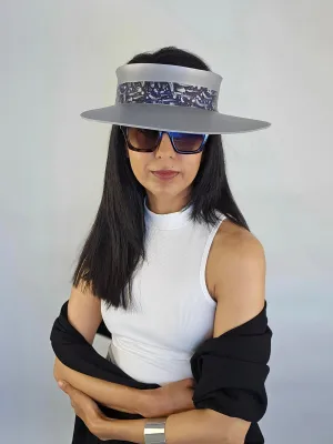 Silver "LadyEVA" Visor Hat with Dark Blue and Silver Celestial Themed Band