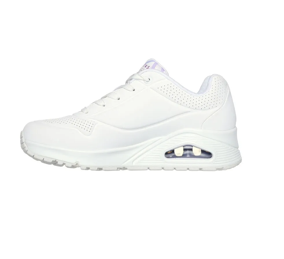 Skechers scarpa sneakers da donna Uno Spread the Love 155507/WLPR bianco porpora chiaro