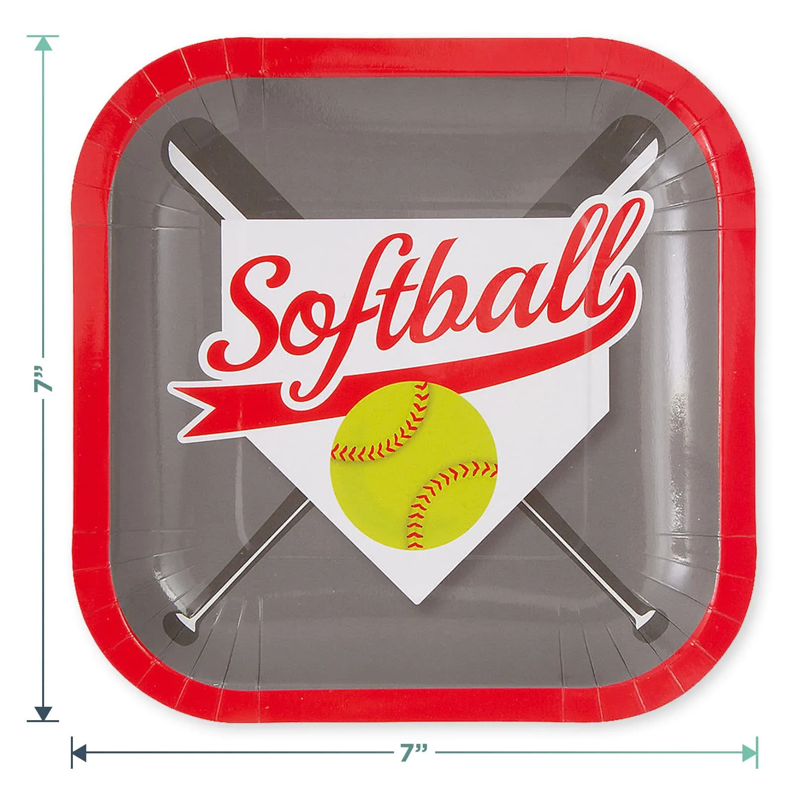 Softball Party Supplies Sports Team Paper Dessert Plates and Beverage Napkins (Serves 16)