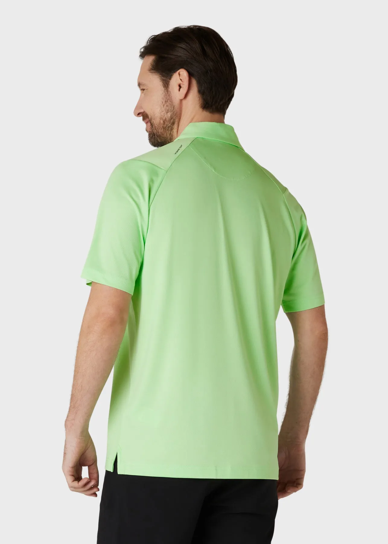 Solid Swing Tech Short Sleeve Golf Polo Shirt In Green Ash