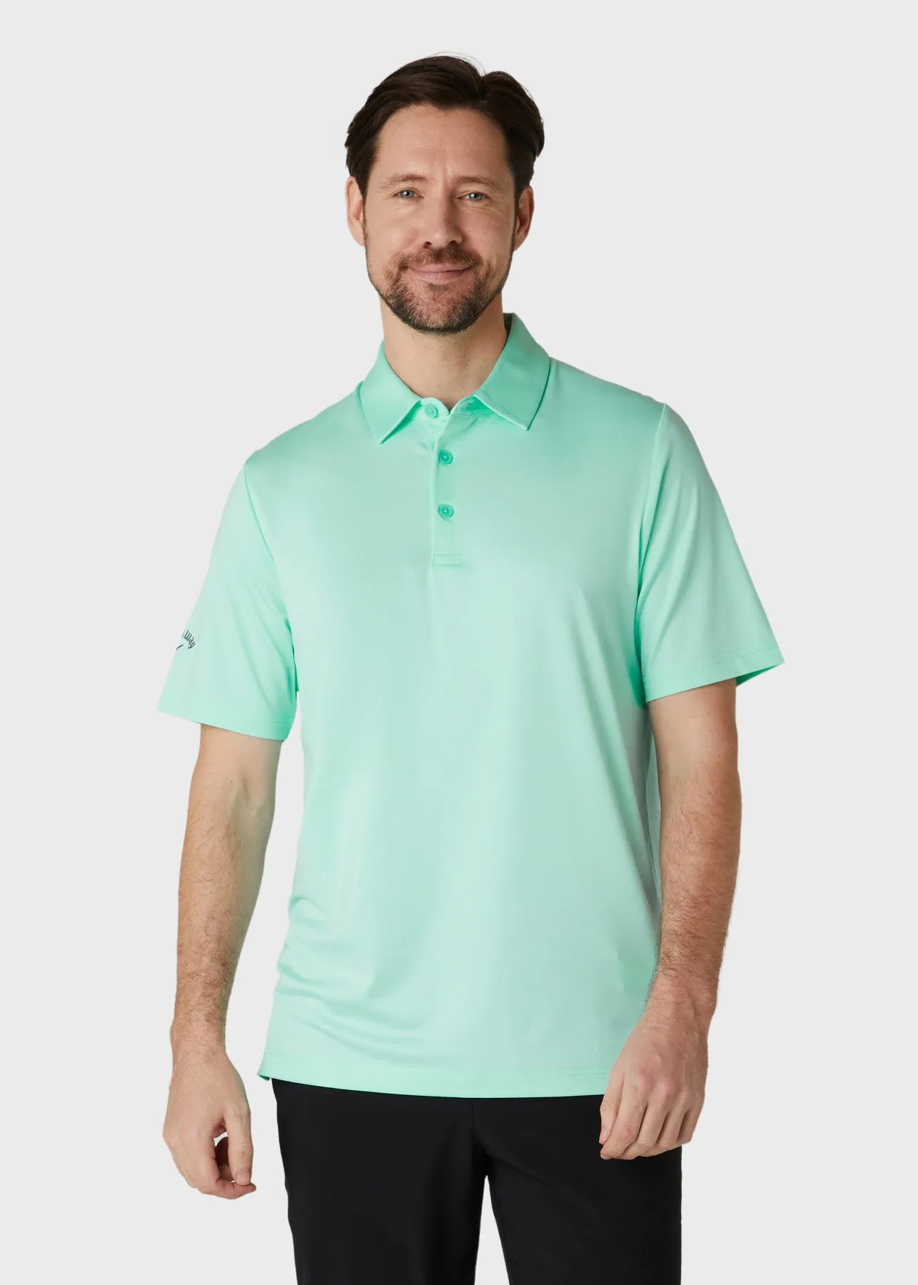 Solid Swing Tech Short Sleeve Golf Polo Shirt In Limpet Shell