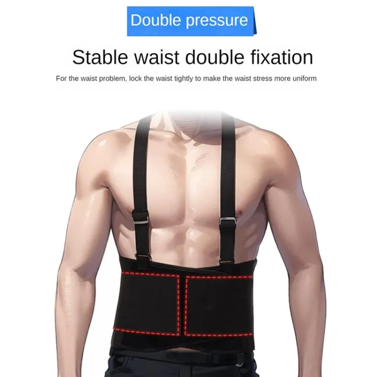 Sports Back Support Belt Waist Pain Protection Belt with Suspender Strap for Heavy Lifting, Size: XXXL