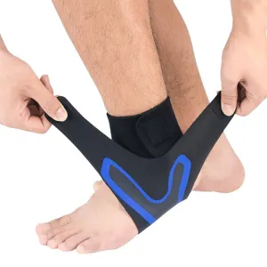 Sports Compression Anti-Sprain Ankle Guard Outdoor Basketball Football Climbing Protective Gear, Specification: M, Left Foot (Black Blue)