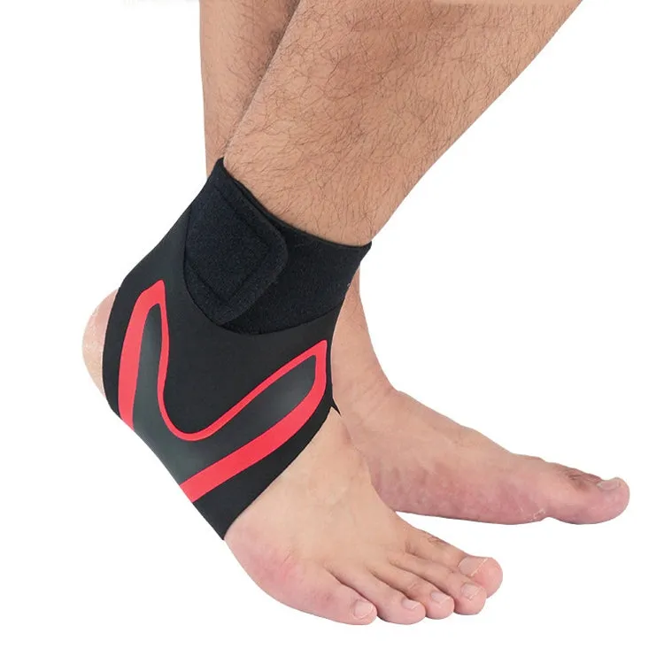 Sports Compression Anti-Sprain Ankle Guard Outdoor Basketball Football Climbing Protective Gear, Specification: M, Right Foot  (Black Red)