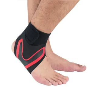 Sports Compression Anti-Sprain Ankle Guard Outdoor Basketball Football Climbing Protective Gear, Specification: M, Right Foot  (Black Red)